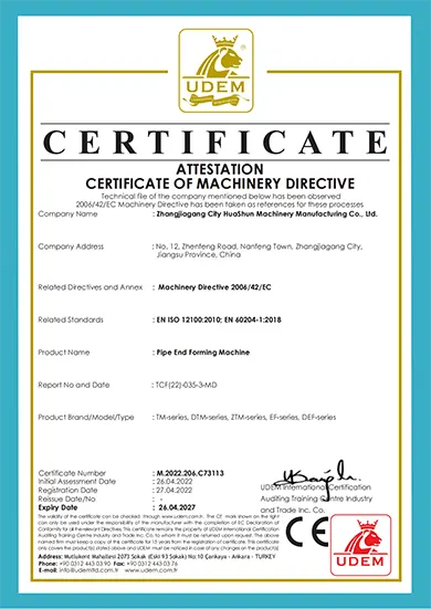huashun-pipe-forming-machine-ce-certificate